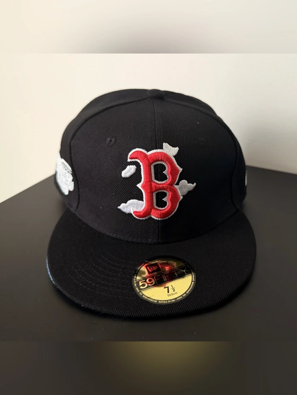 New Era Black and Red Boston 'B' Fitted Cap